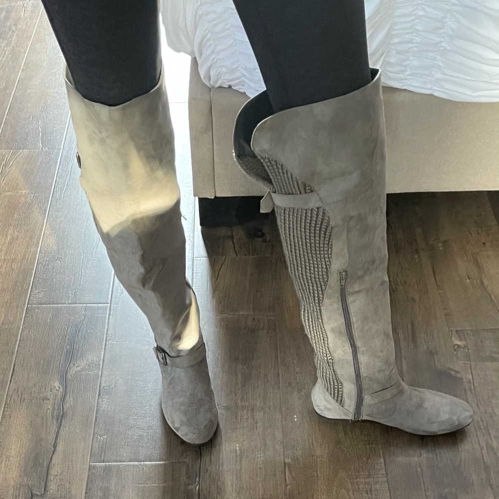 Over the knee faux suede boots